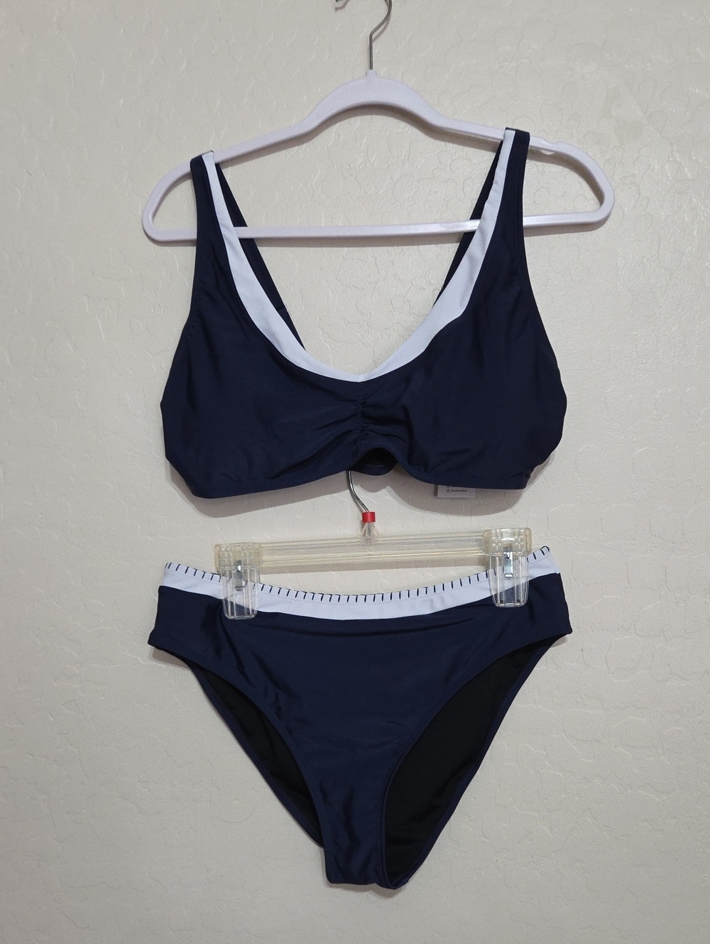 Cupshe Navy and White Sporty Two-Piece Bikini